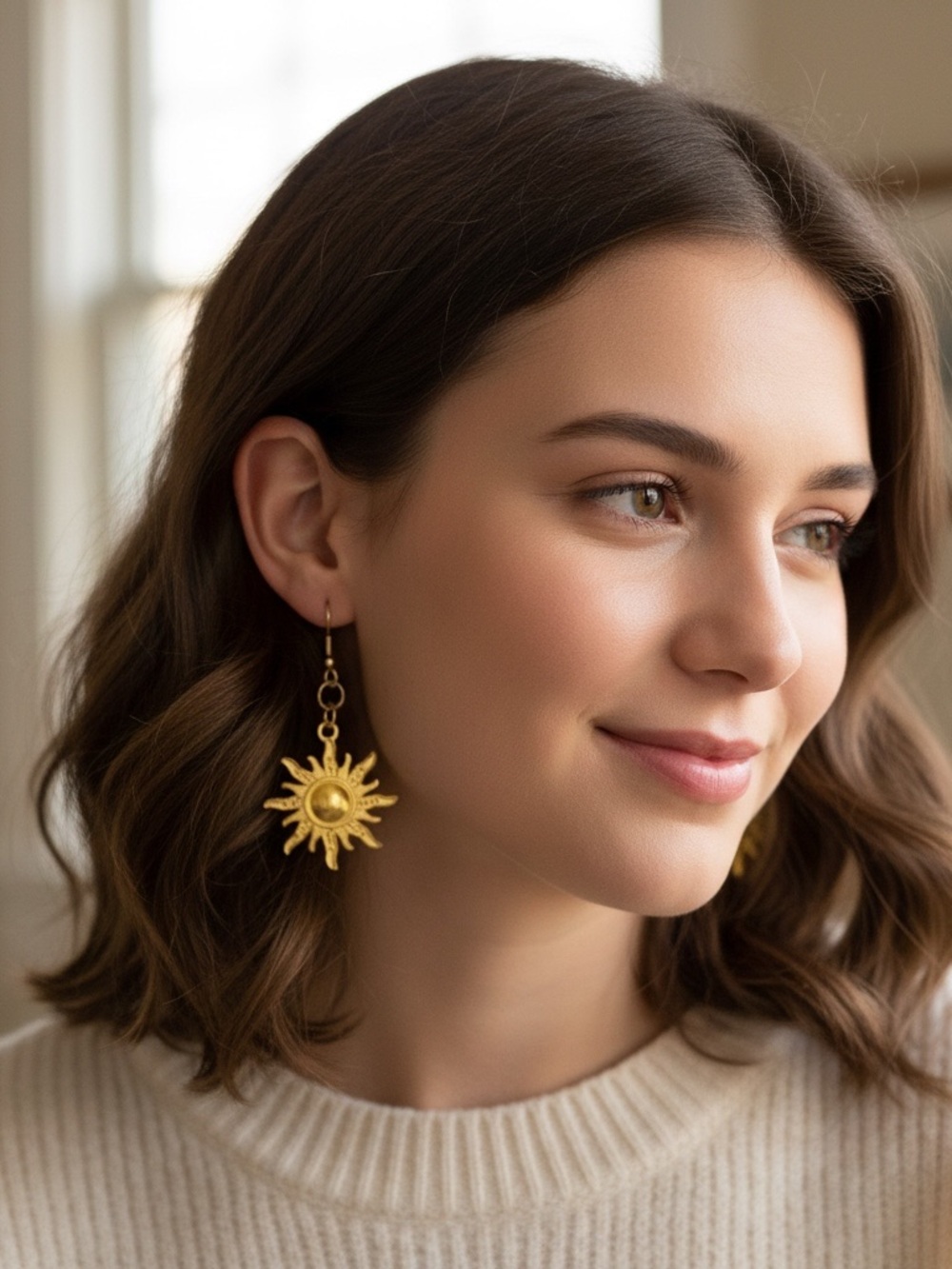 Gold Sunburst Dangle Earrings - Women Jewelry